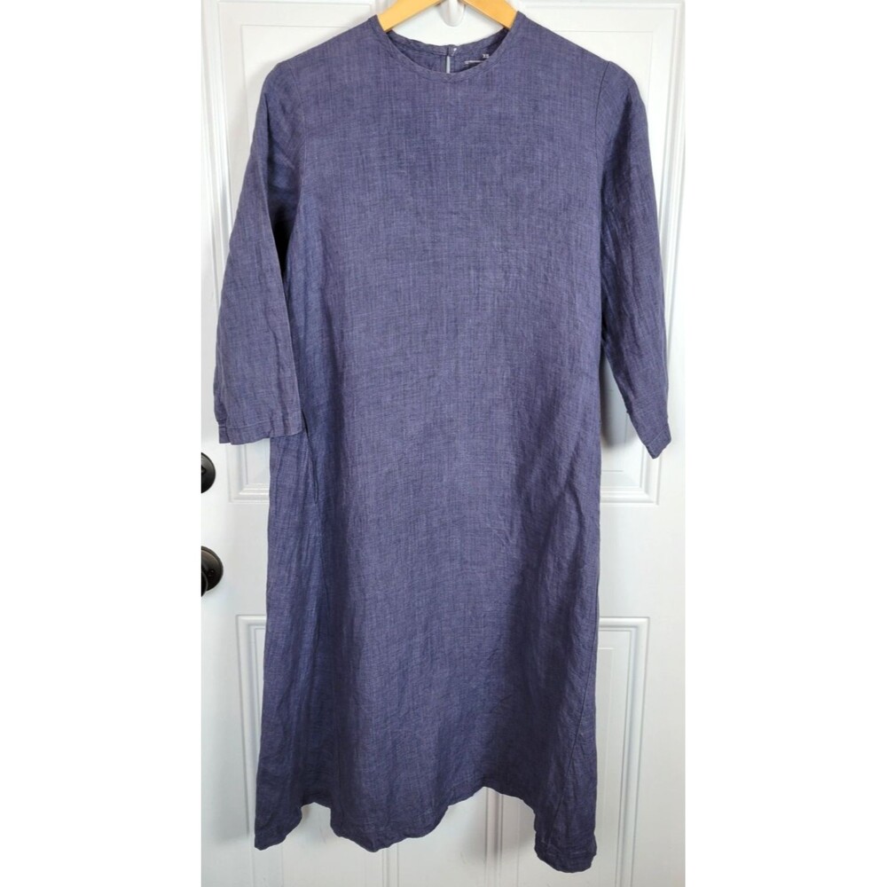 Muji Linen Midi Shirt Dress Size XS Lagenlook